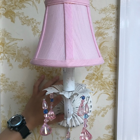 "Pretty in Pink" mini
chandelier wall sconce. - Picture 5 of 6
